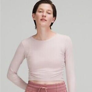 Lululemon La Tight-to-body Ruched Long Sleeve Shirt In Pink Side 6